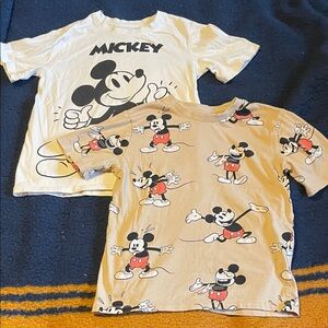 H&M disney Mickey Mouse Kids T-Shirt Set - White and Tan bundle of 2